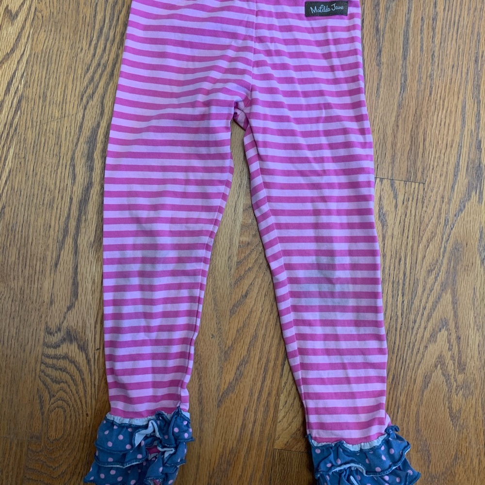 Matilda Jane Striped Ruffle Leggings size 4